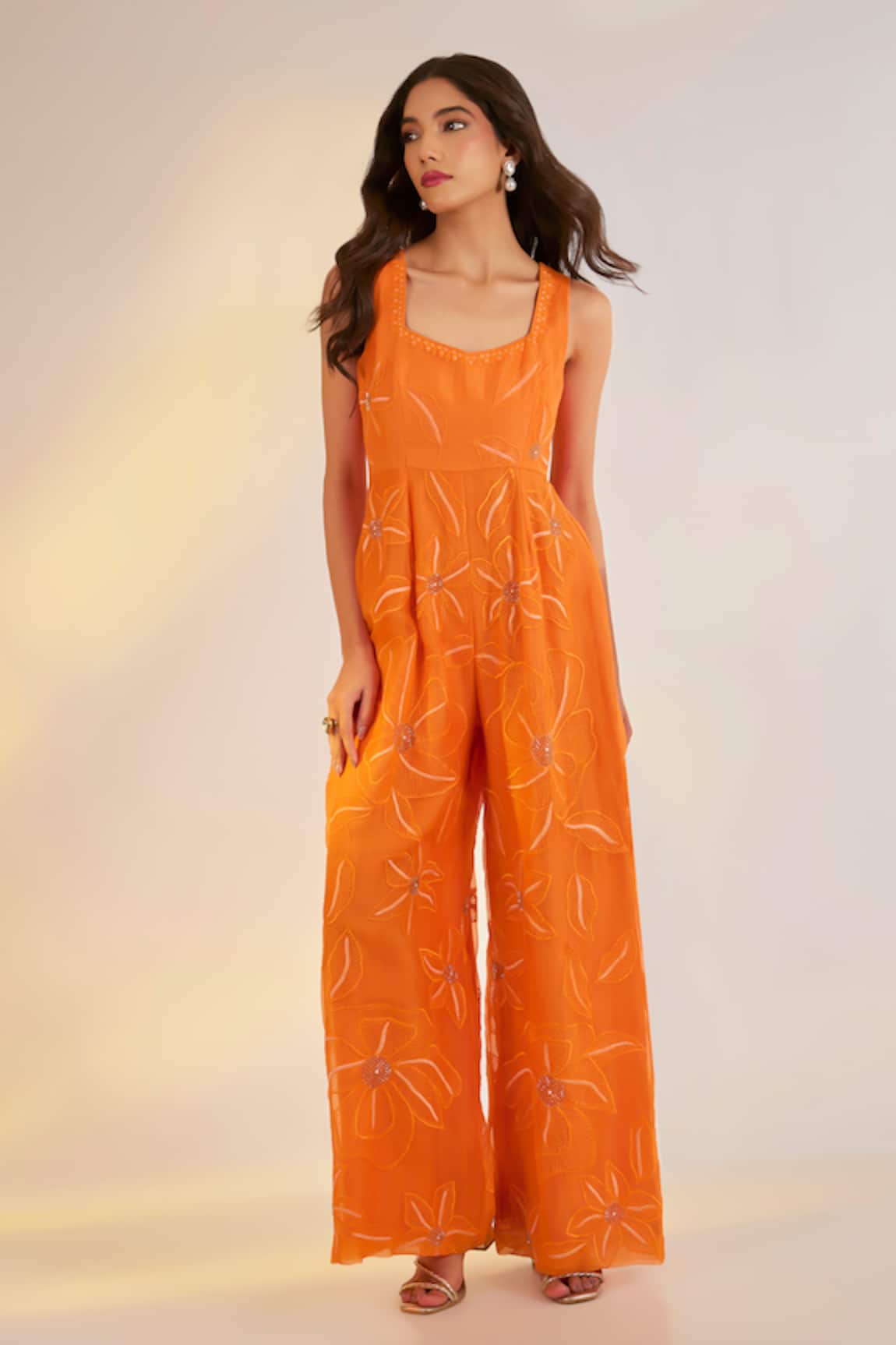 Ewoke Orange Organza Jumpsuit