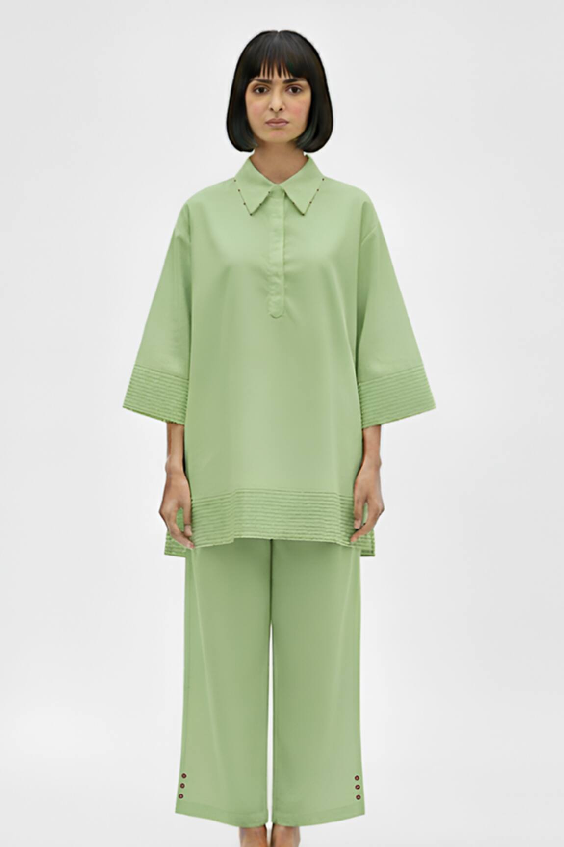Neora By Nehal Chopra Asparagus Green Top & Pant Set
