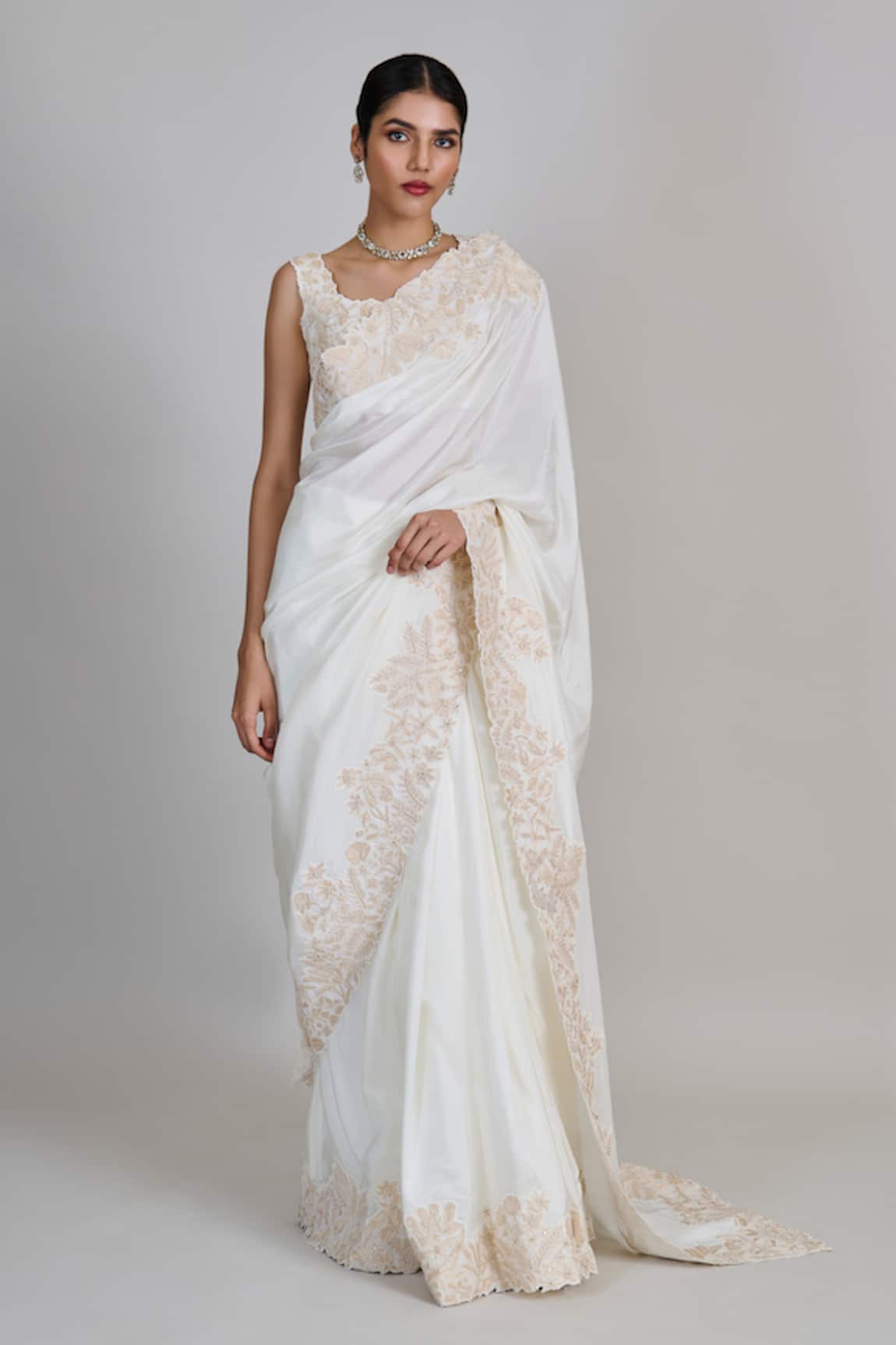 Mishru Nysa Embroidered Saree With Blouse 