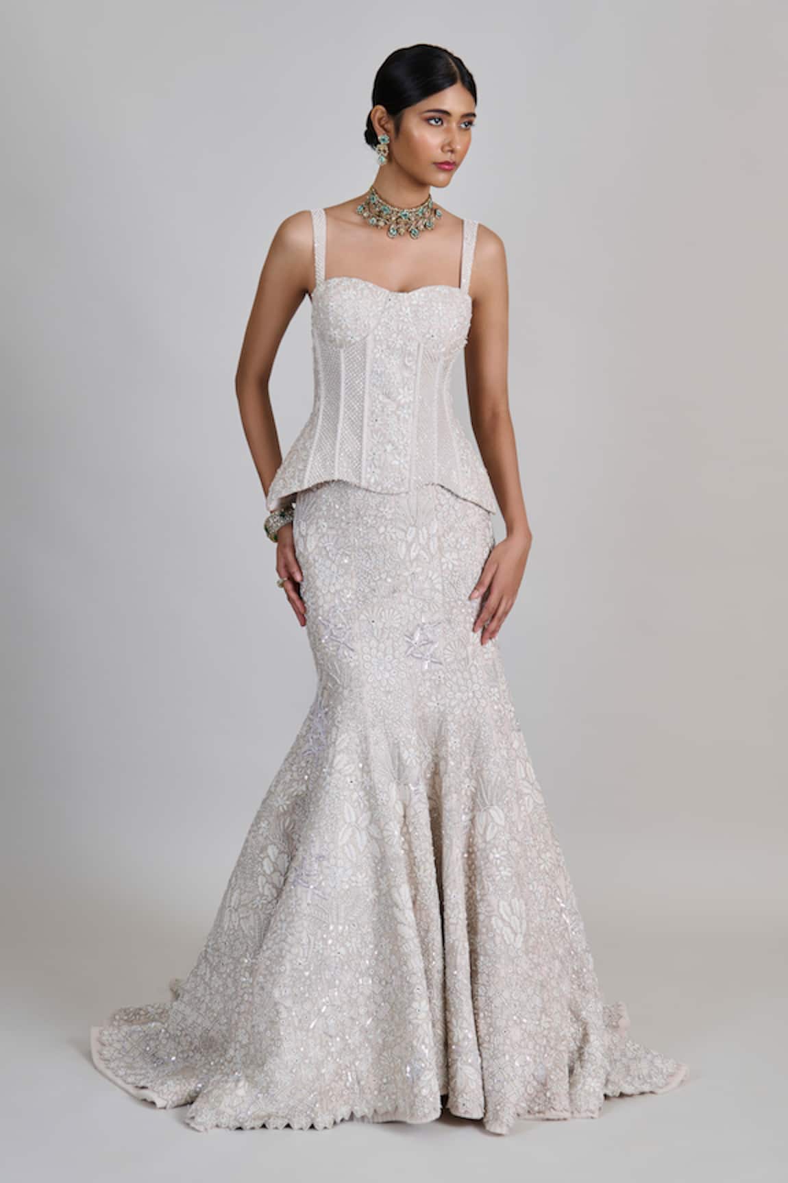 Mishru Opaline Embroidered Corset Lehenga Set 