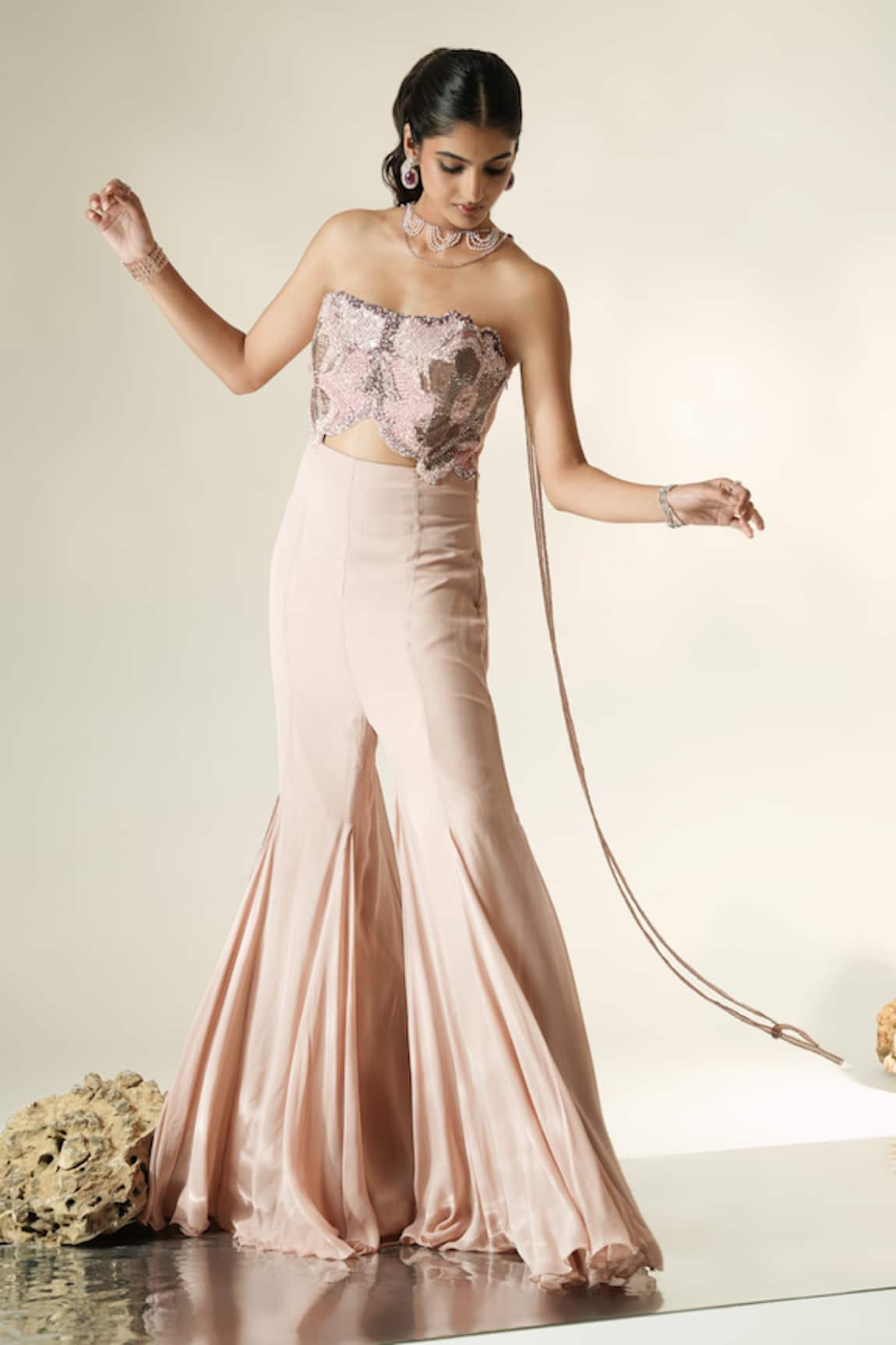 Muskan Aggarwal Oriana Floral Embroidered Jumpsuit With Dupatta