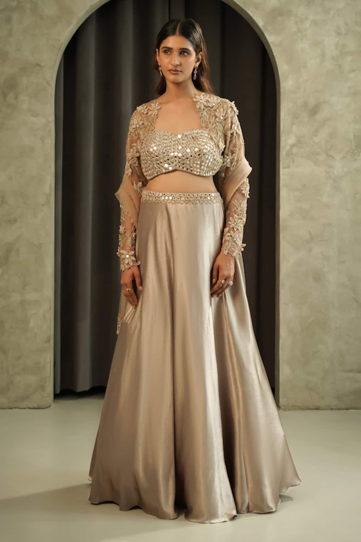 Muskan Aggarwal Auriel Mirror Work Blouse Lehenga Set