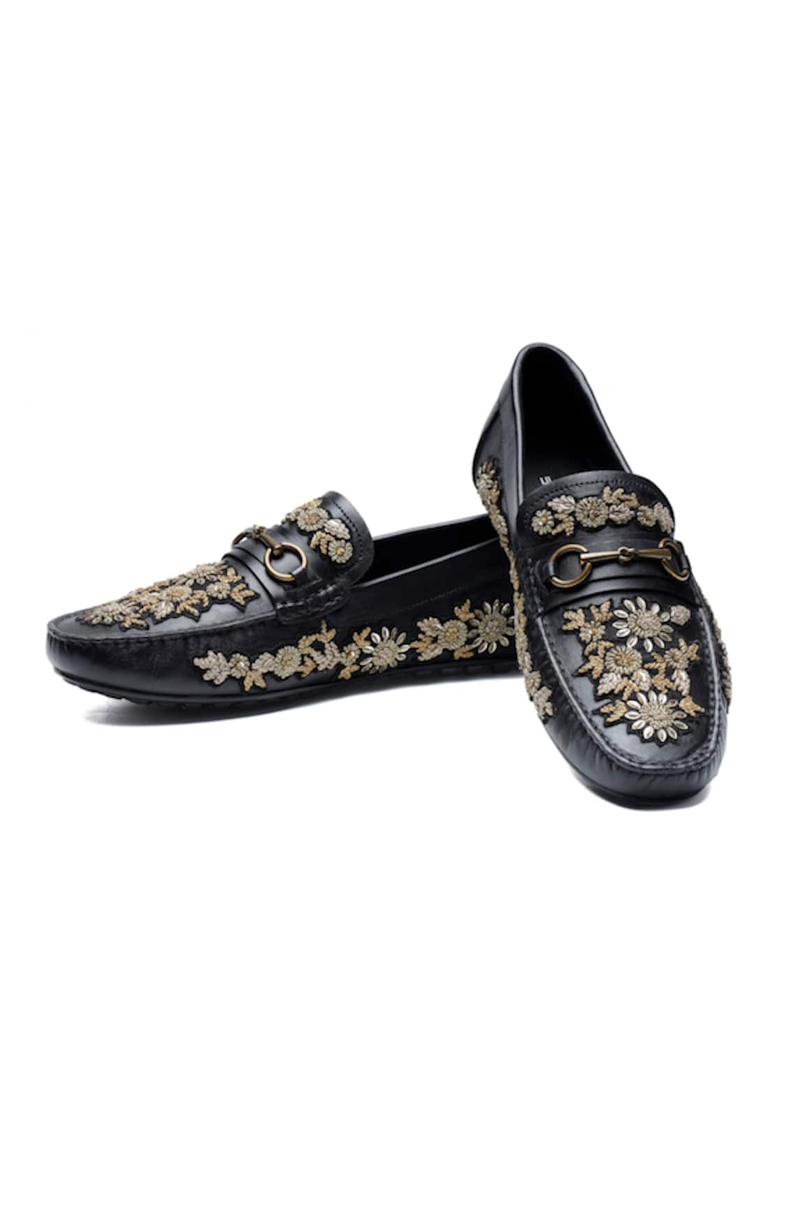 Shutiq Aurum Floral Embroidered Loafers