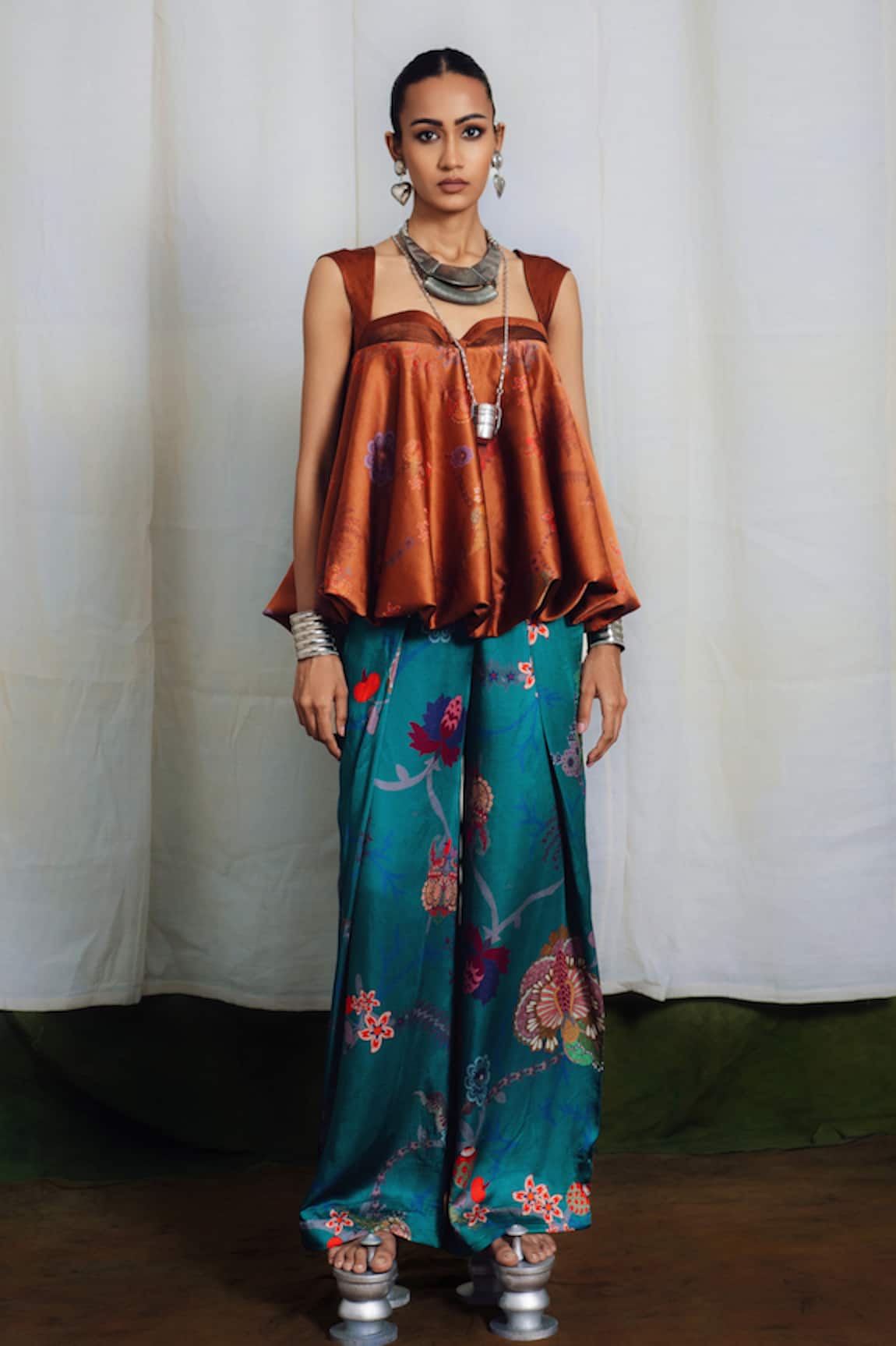 Siddhartha Bansal Amber Pleated Top & Pant Set 