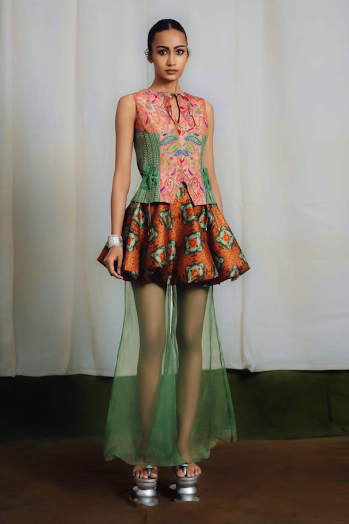 Siddhartha Bansal Printed Peplum Top Set 