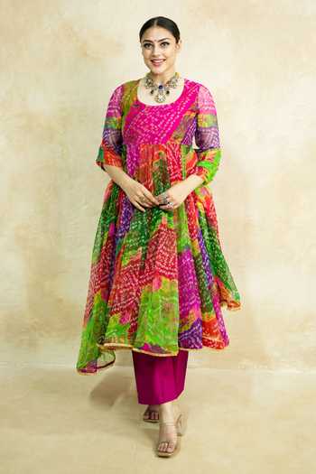 Gulabo Jaipur Arzu Bandhani Pattern Anarkali Set 