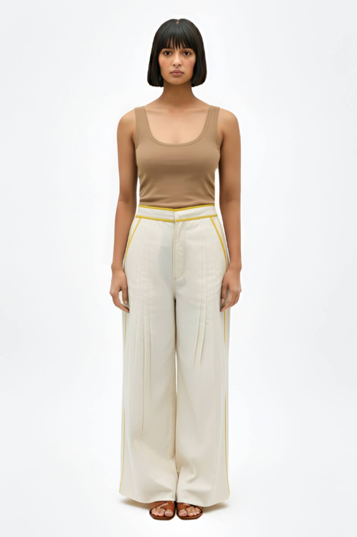 Neora By Nehal Chopra Ivory Pintuck Pant