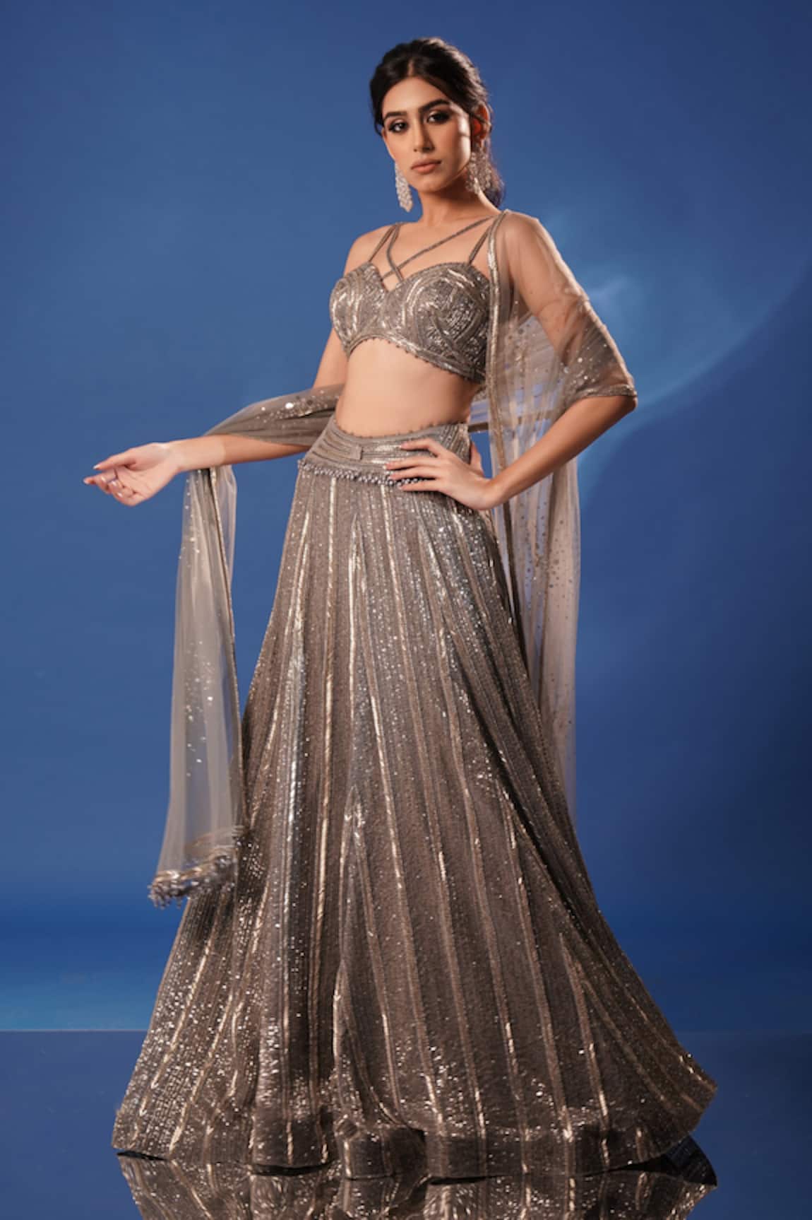 Archana Kochhar Embroidered Shimmer Lehenga Set