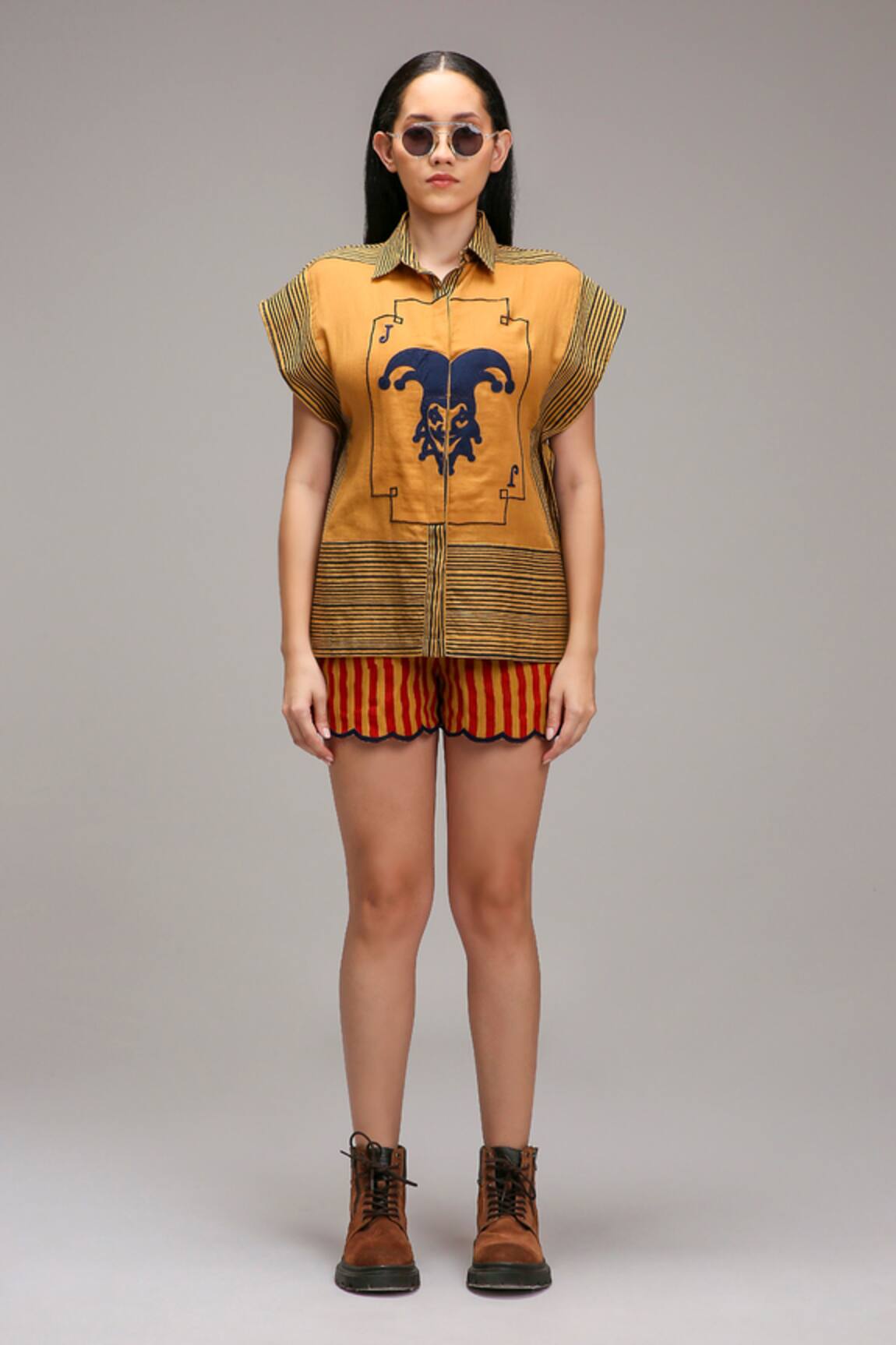 MATI Joker Motif Striped Shirt With Shorts 