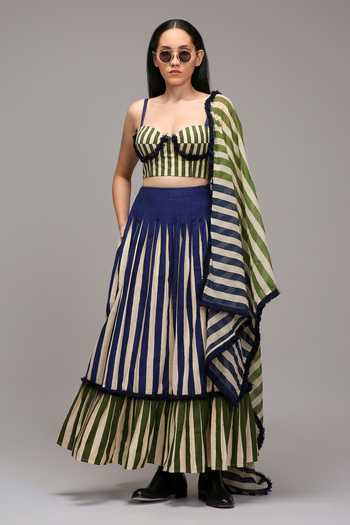 MATI Striped Tiered Long Skirt