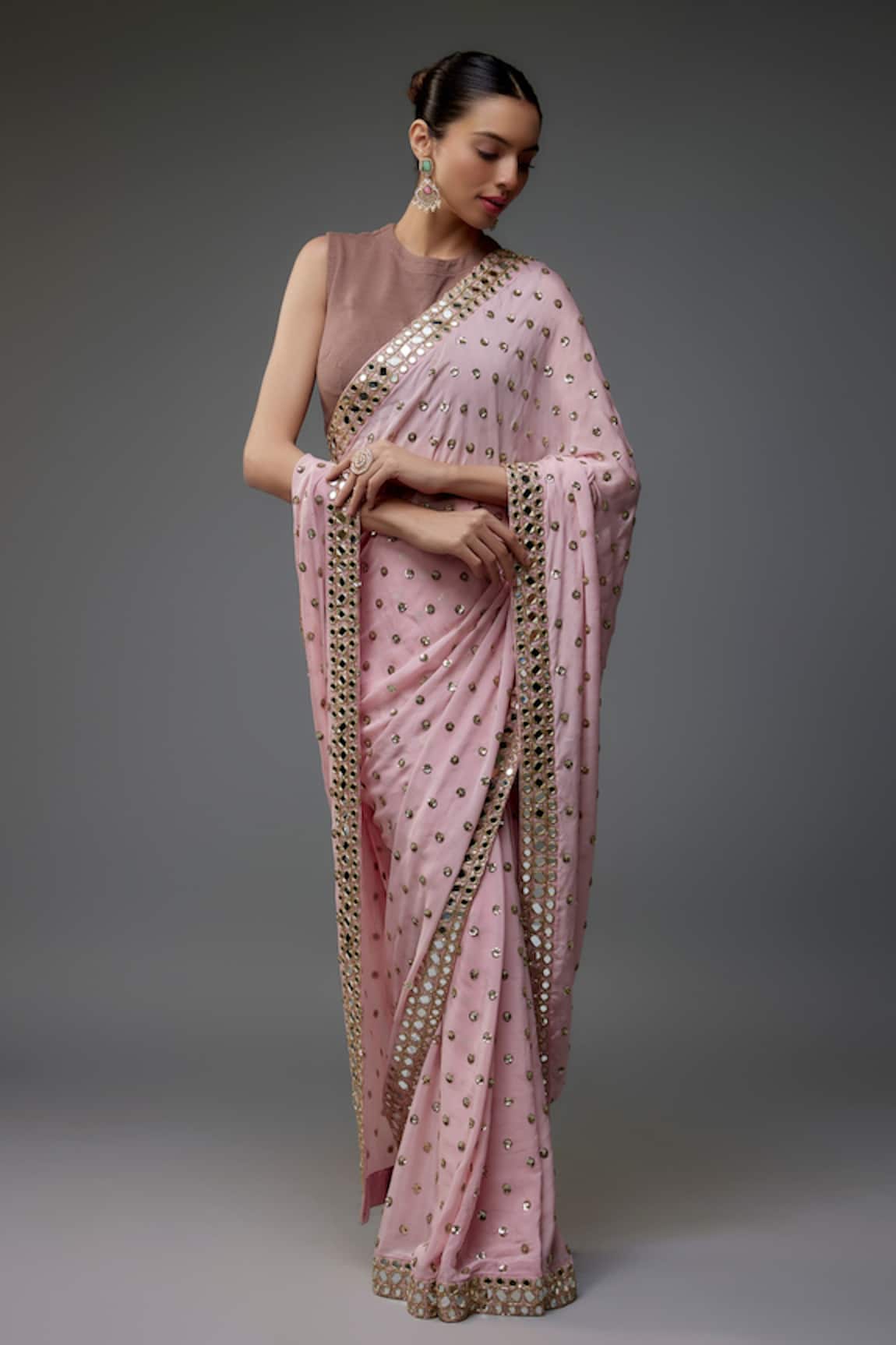 Vana Ethnics Mirror & Sequin Embroidered Saree