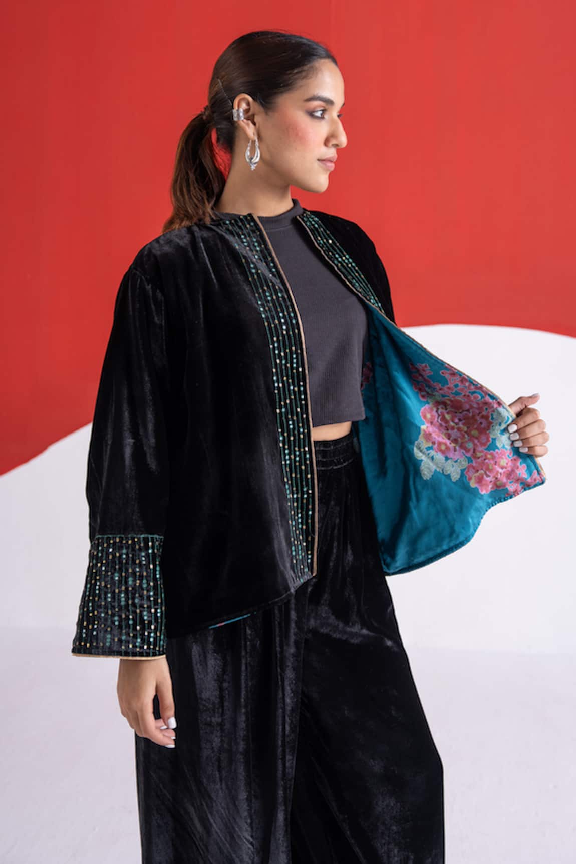 TA’Assur Mastani Velvet Embellished Jacket 