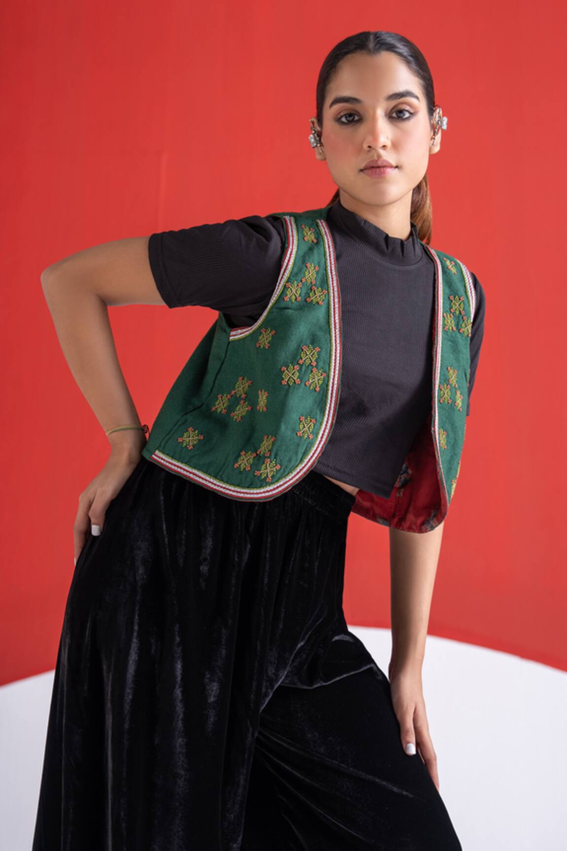 TA’Assur Sanaa Embroidered Wool Koti Jacket 