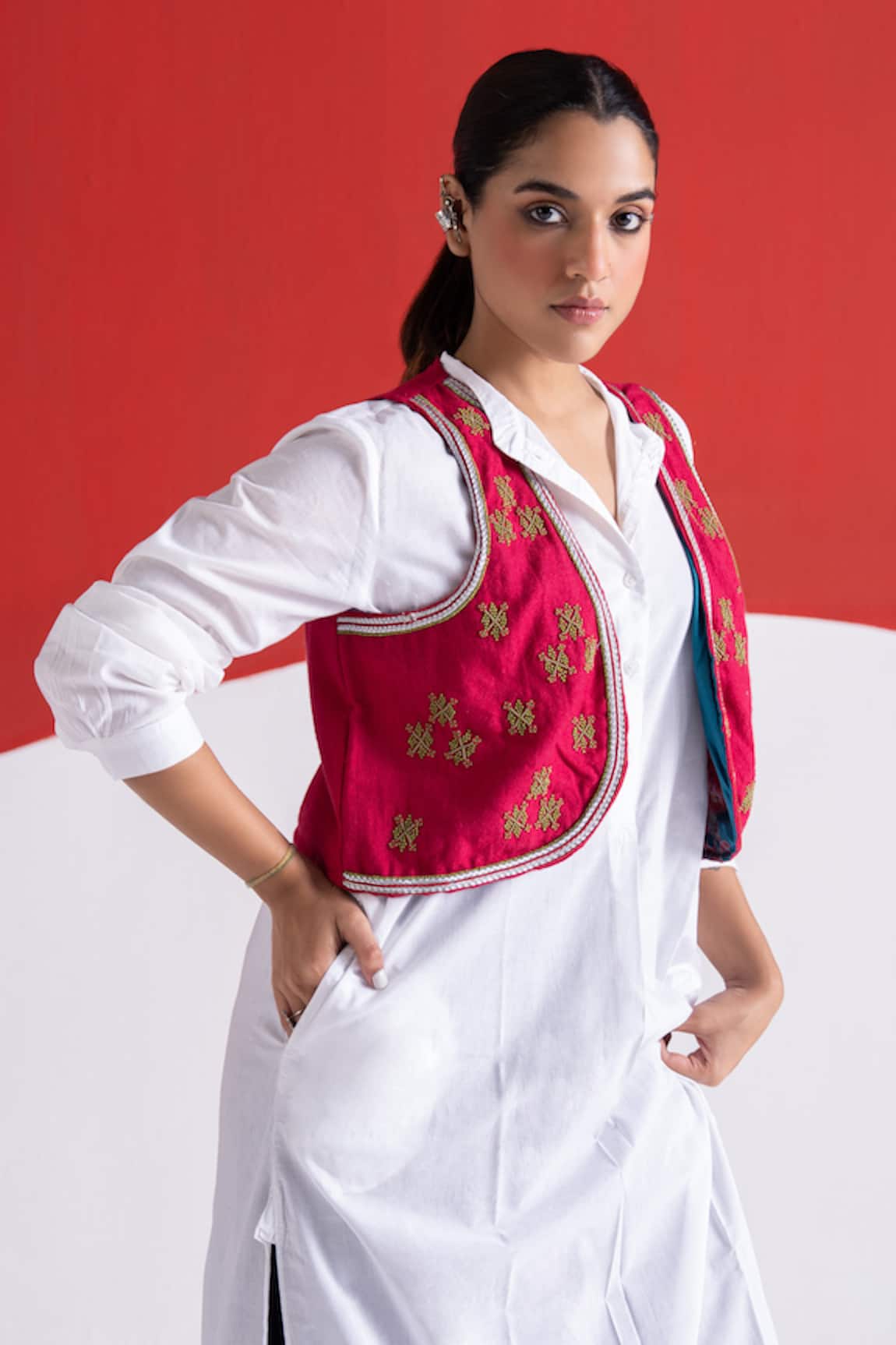 TA’Assur Sanaa Embroidered Wool Koti Jacket 