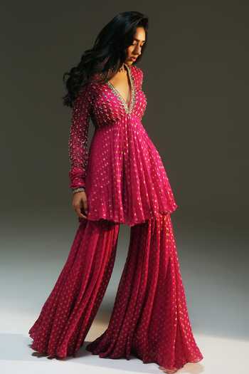 Mahima Mahajan Naina Hand Embroidered Peplum Kurta & Sharara Set