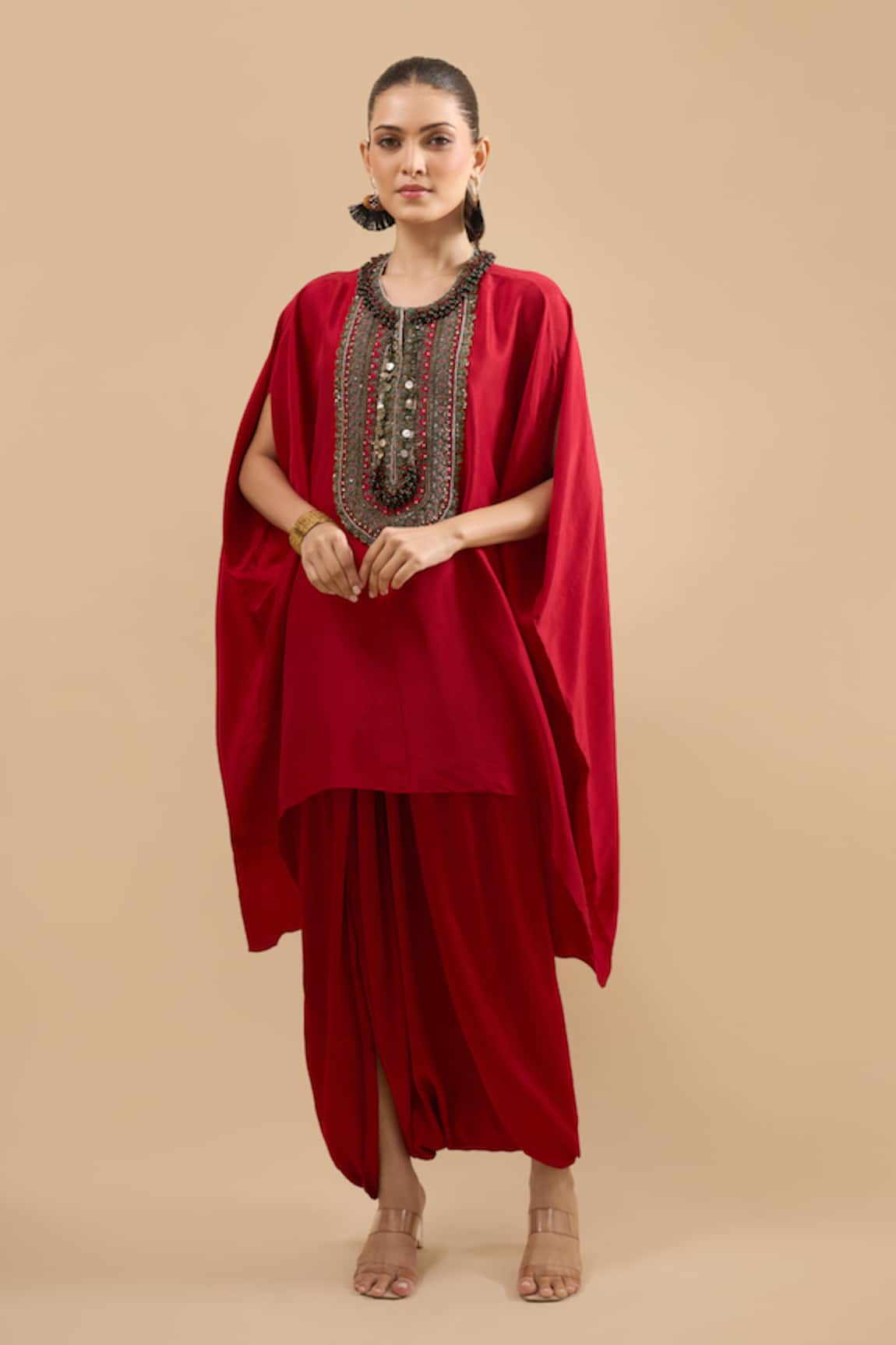 Prisho Placement Embroidered Kaftan With Pant 