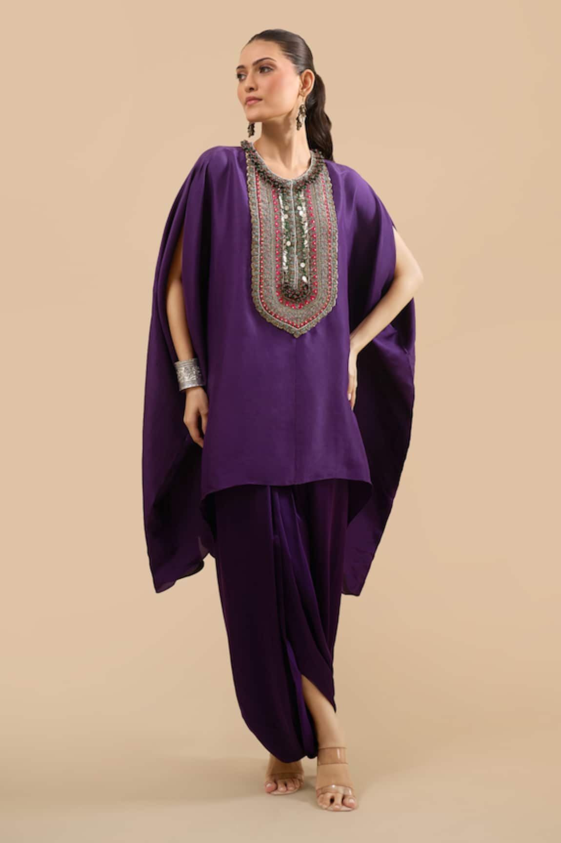 Prisho Zardozi Embroidered Kaftan With Pant 