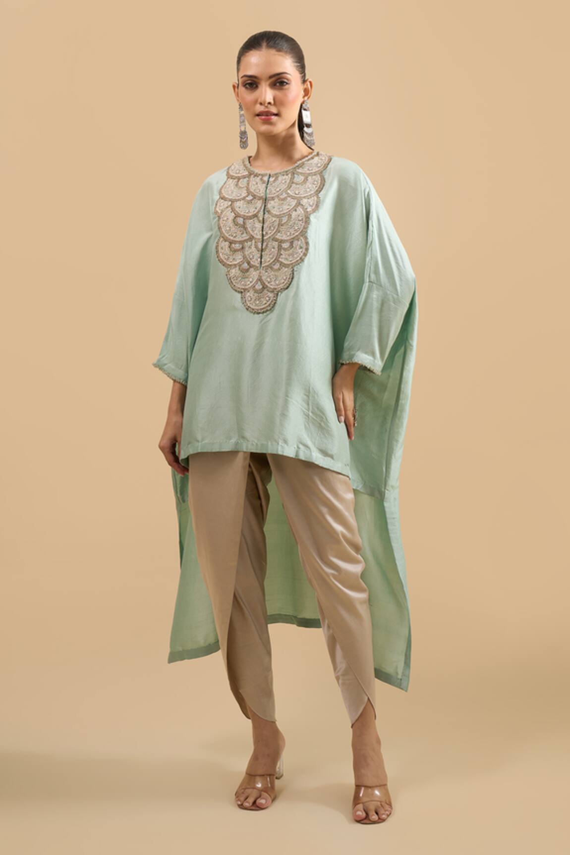 Prisho Moti Embroidered Kaftan & Pant Set 