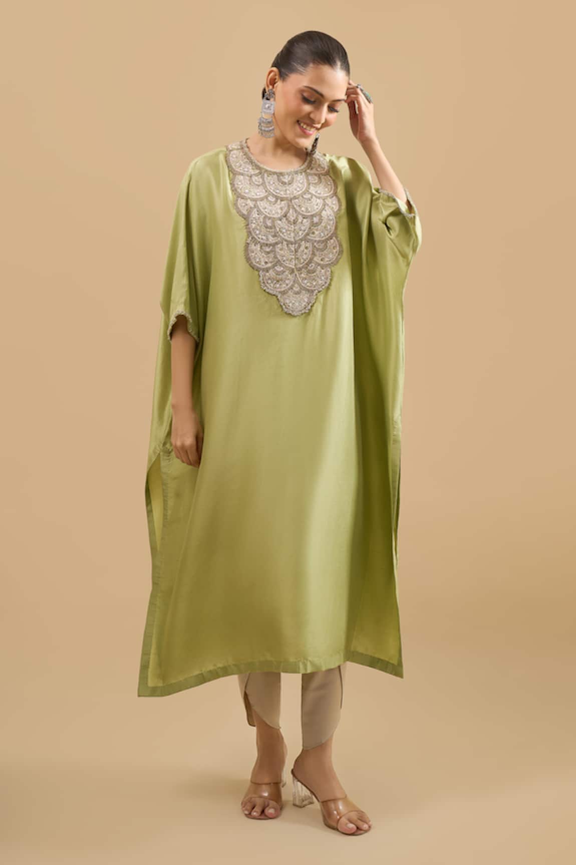 Prisho Moti Resham Embroidered Kaftan With Pant 