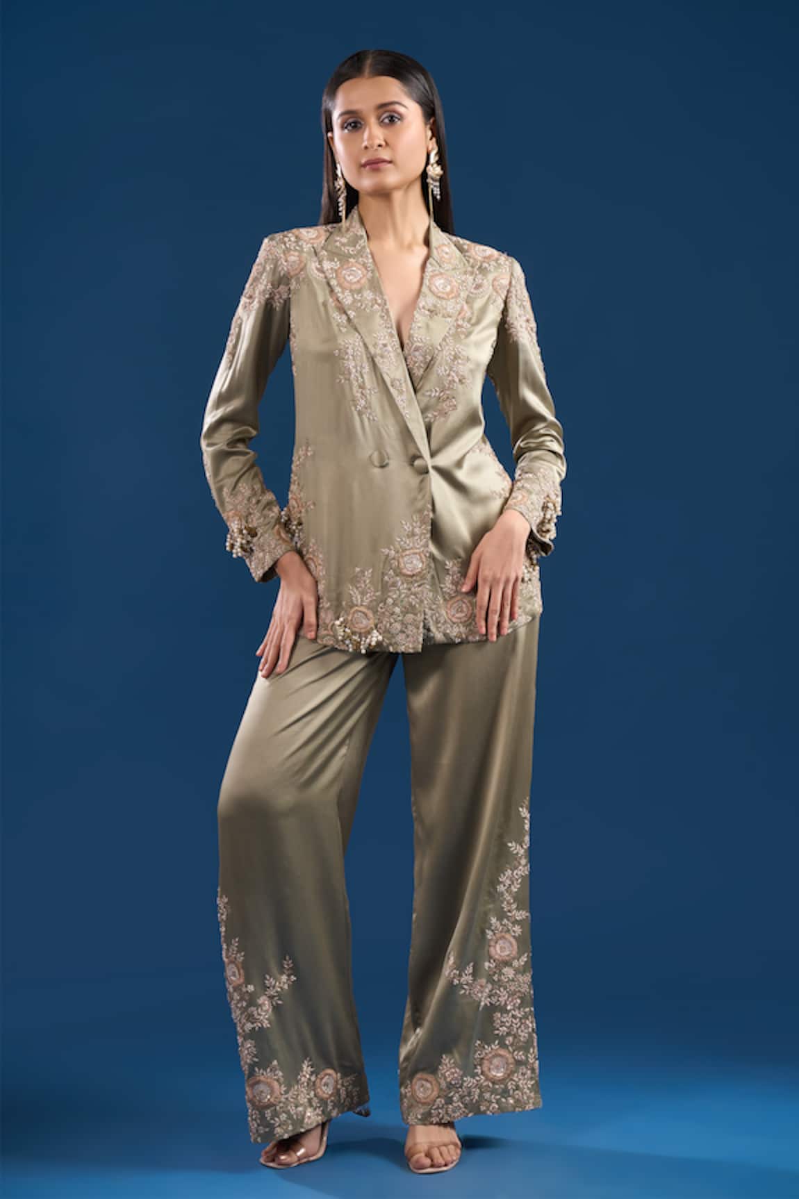 Anamika Khanna Embroidered Blazer With Pant