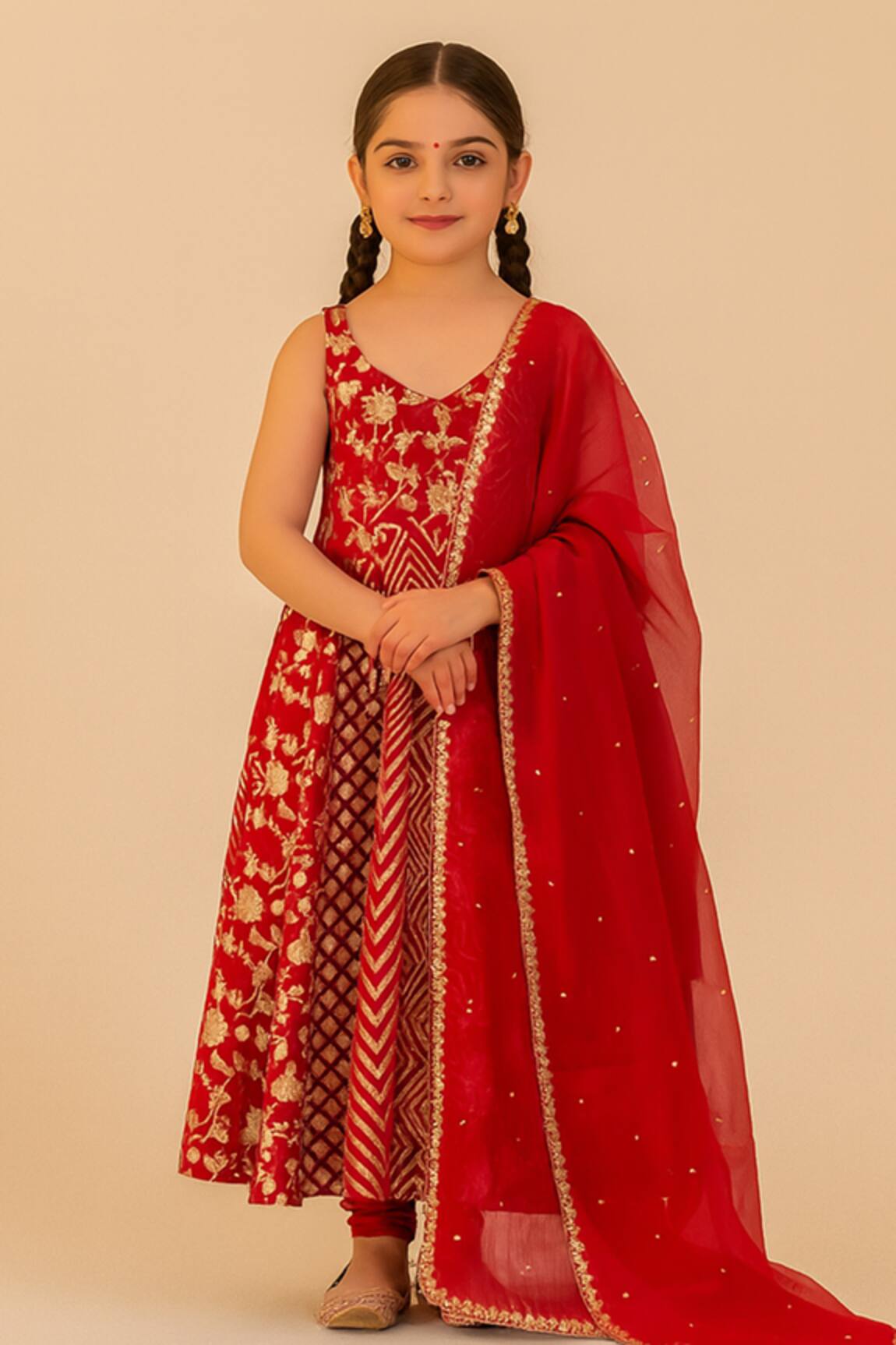 Tiny Pants Embroidered Anarkali With Dupatta