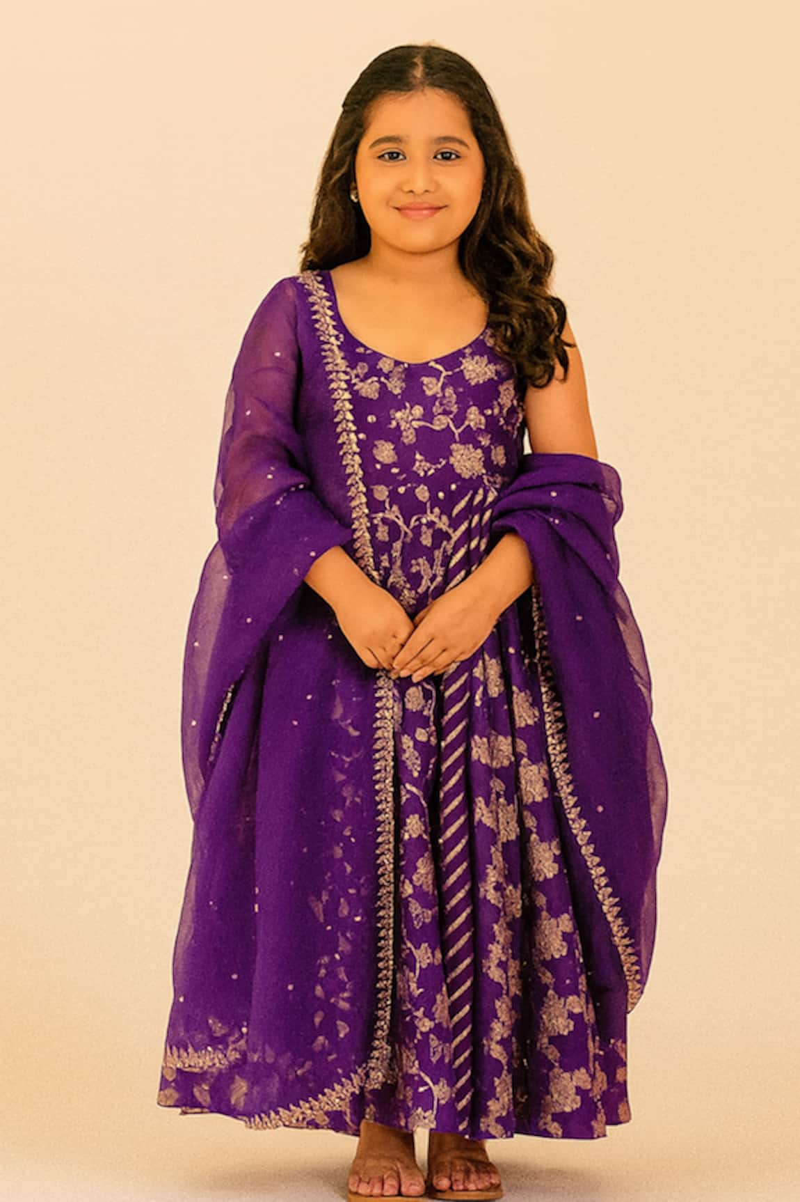 Tiny Pants Embroidered Anarkali With Dupatta