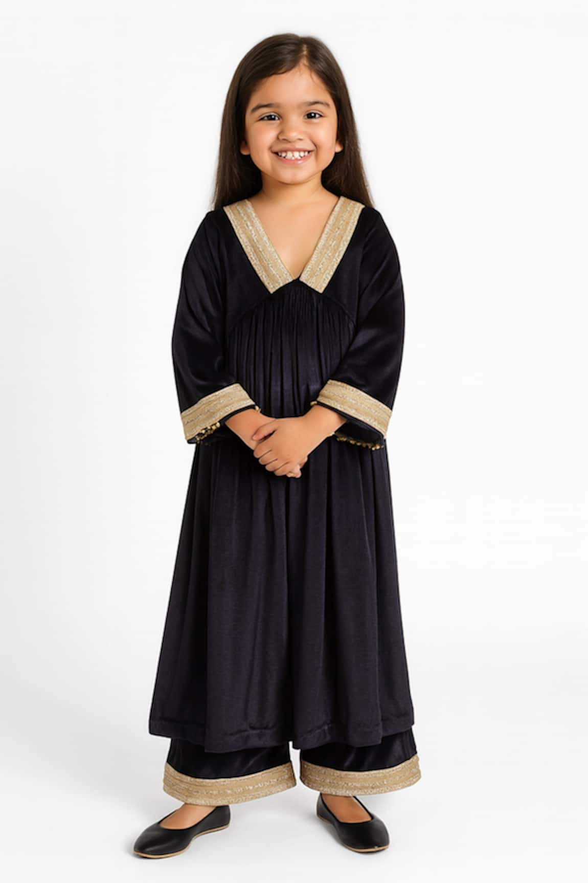 Tiny Pants Velvet Embroidered Kurta & Pant Set