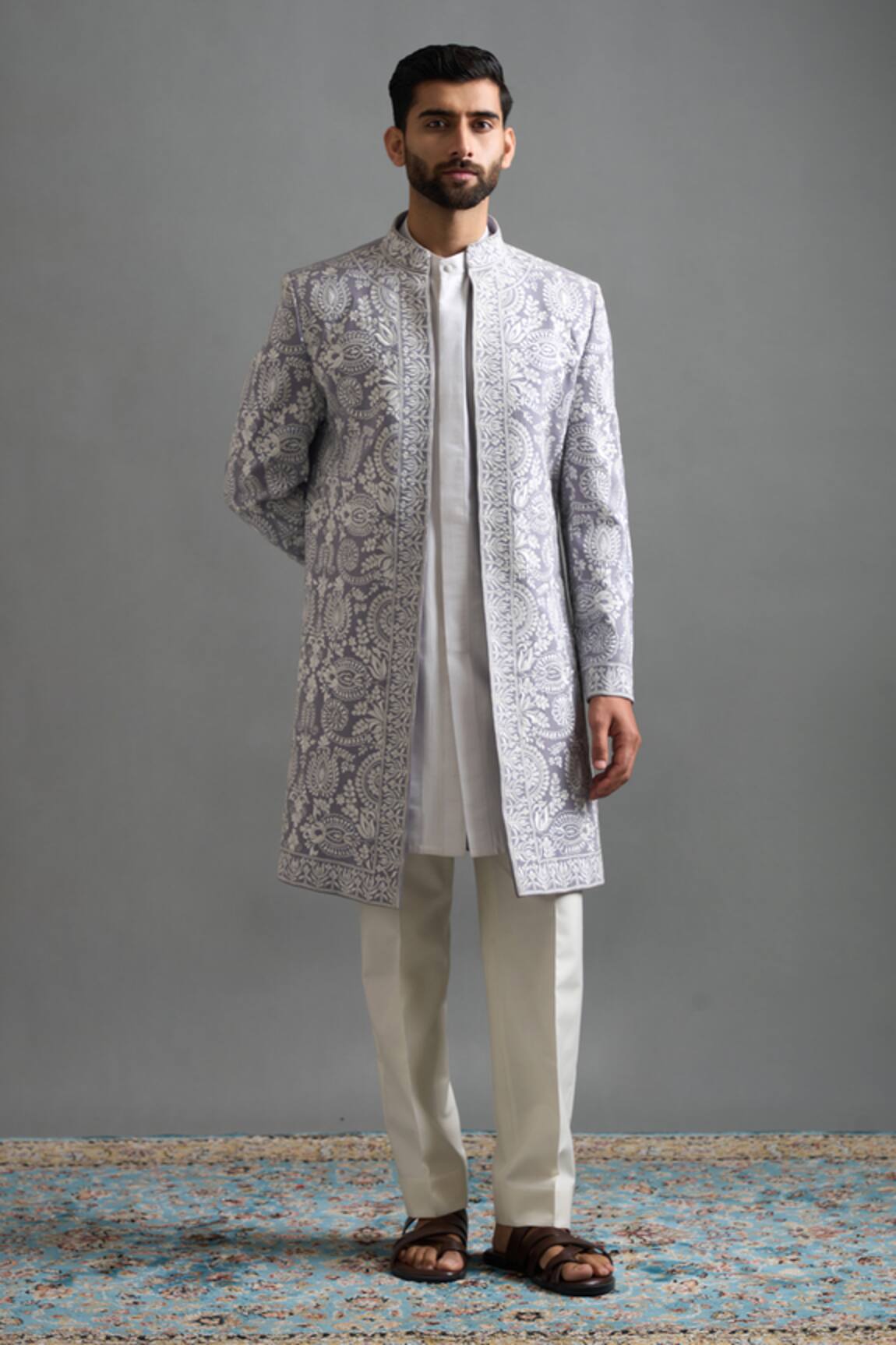Gargee Designers Shvetindra Embroidered Jacket & Pant Set
