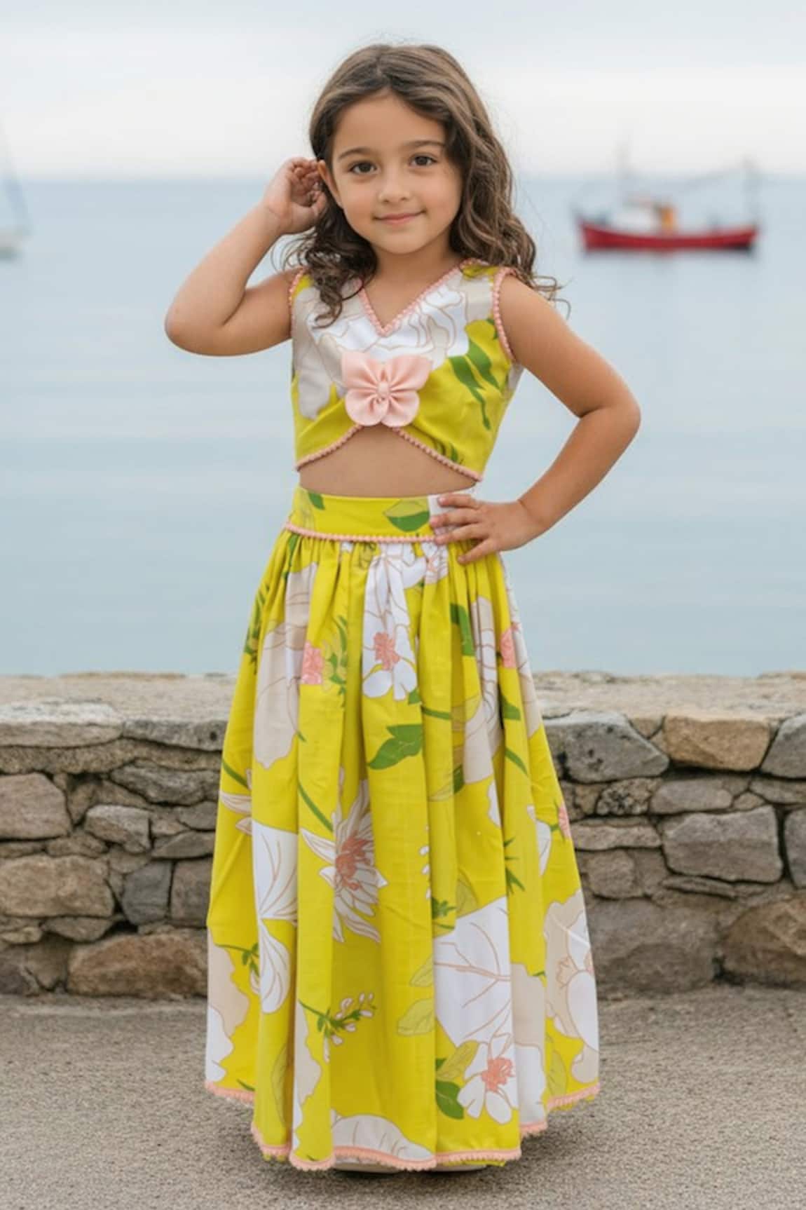 Fayon Kids Floral Print Lehenga With Top 