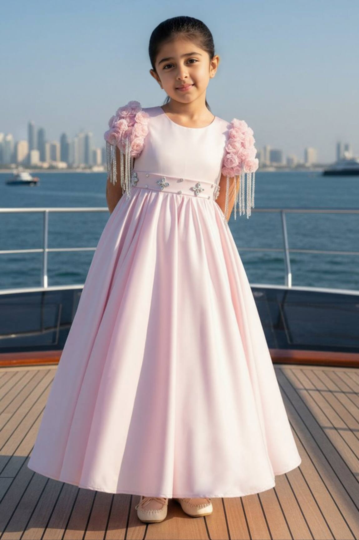 Fayon Kids Placement Floral Applique Gown