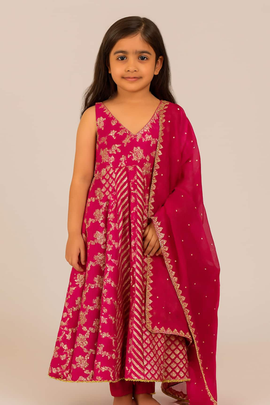 Tiny Pants Embroidered Anarkali With Dupatta