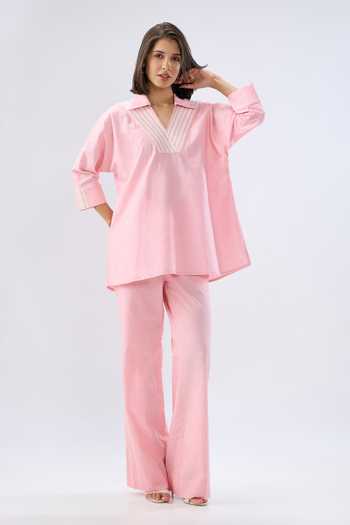 Raw & Rustic By Niti Bothra Linen V-Neck Top & Pant Set