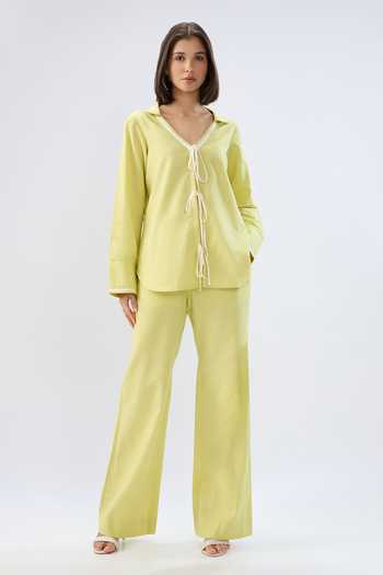 Raw & Rustic By Niti Bothra Linen Drawstring Top & Pant Set
