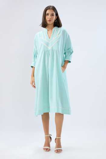 Raw & Rustic By Niti Bothra Lace Trim Yoke Dress