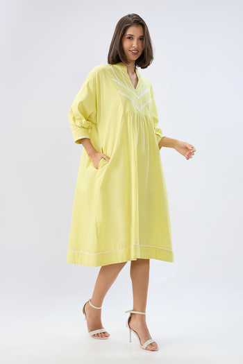 Raw & Rustic By Niti Bothra Linen V-Neck Midi Dress