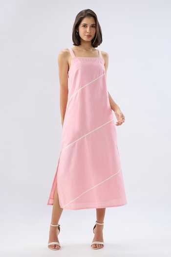 Raw & Rustic By Niti Bothra Linen Square Neck Midi Dress