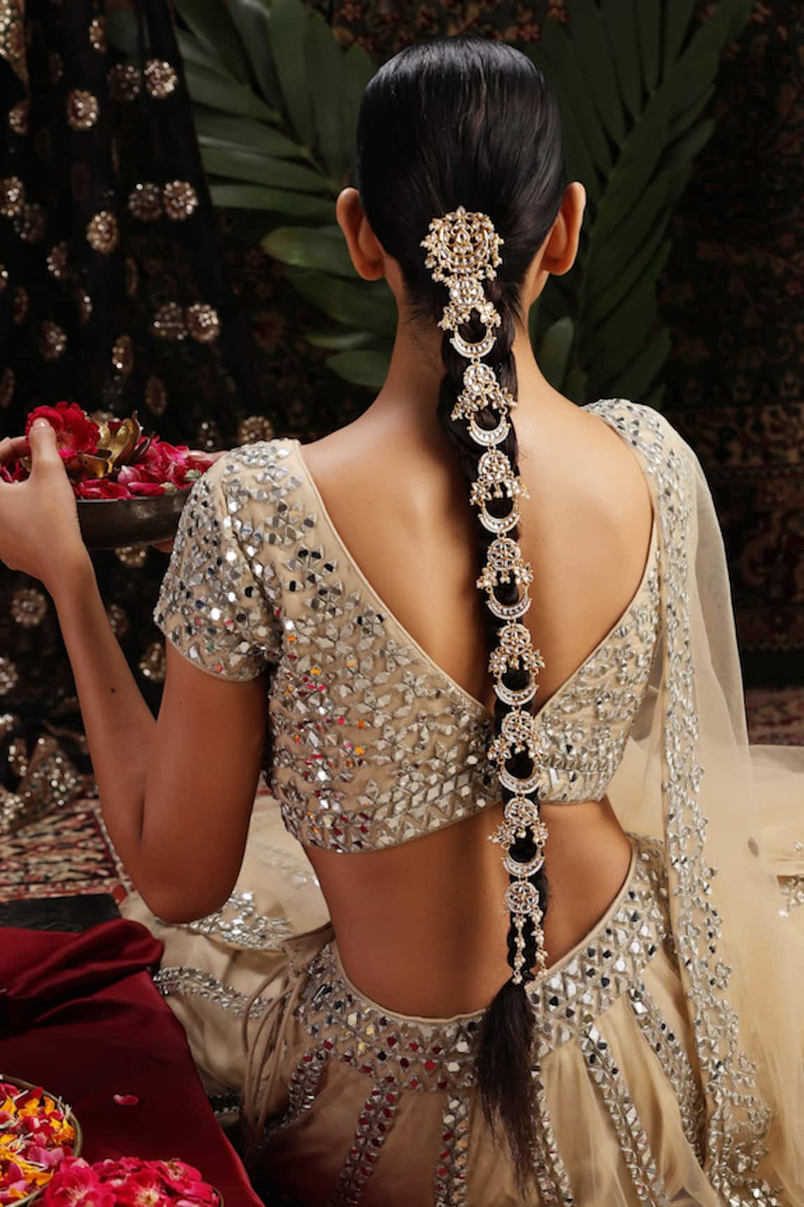 Swabhimann Kundan & Pearl Embellished Braid Pin 