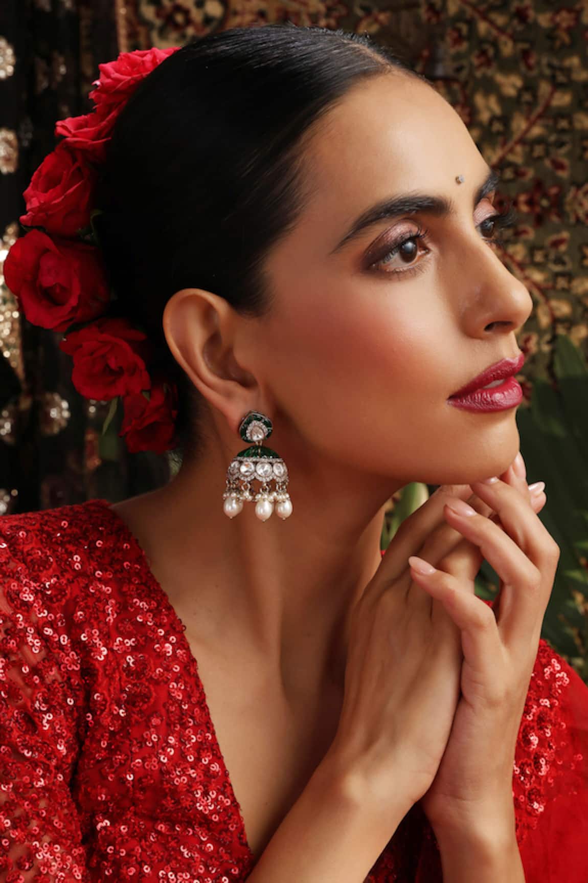 Swabhimann Pearl Embellished Jhumka Earrings 