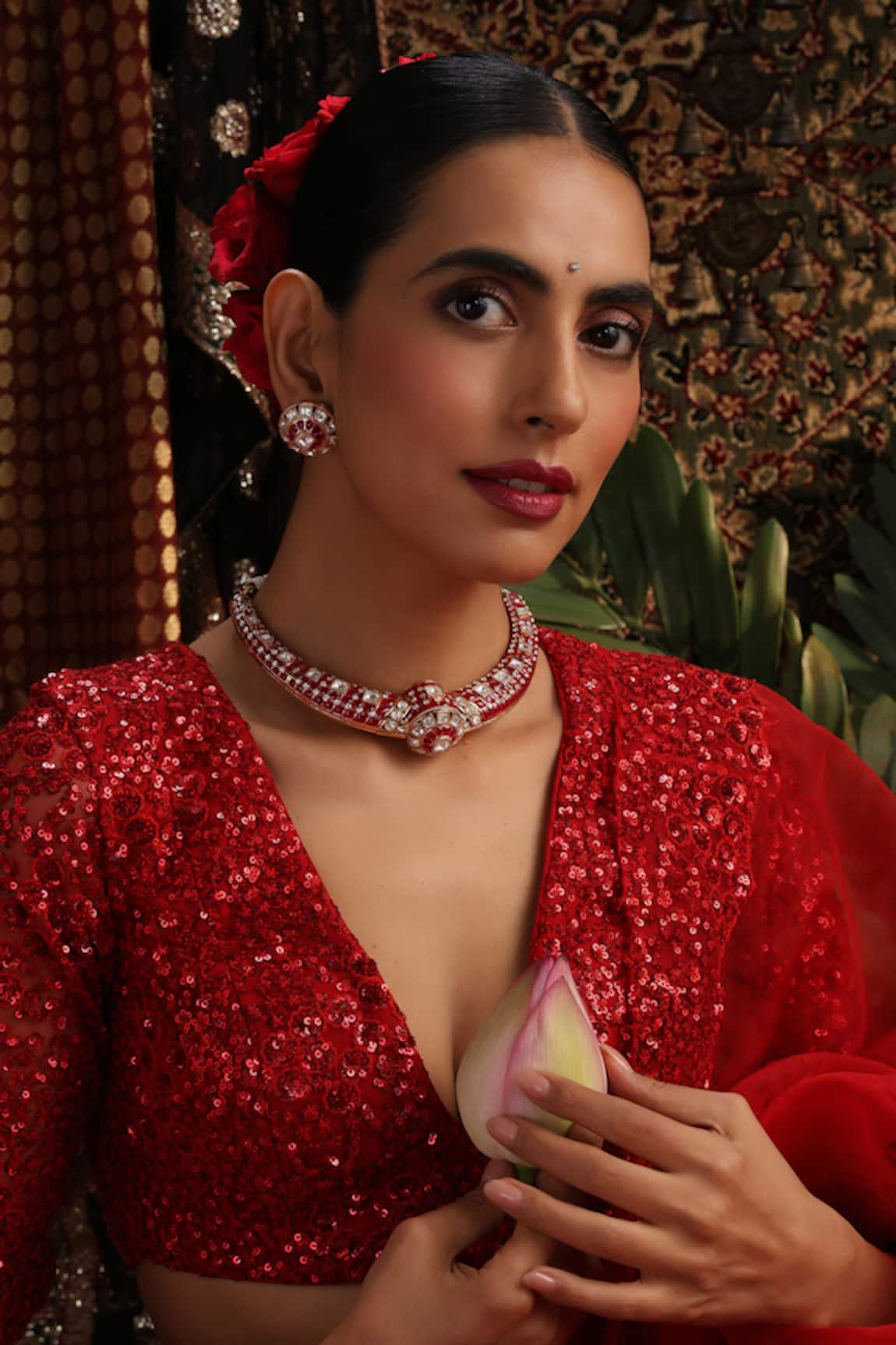 Swabhimann Kundan Embellished Necklace Set 