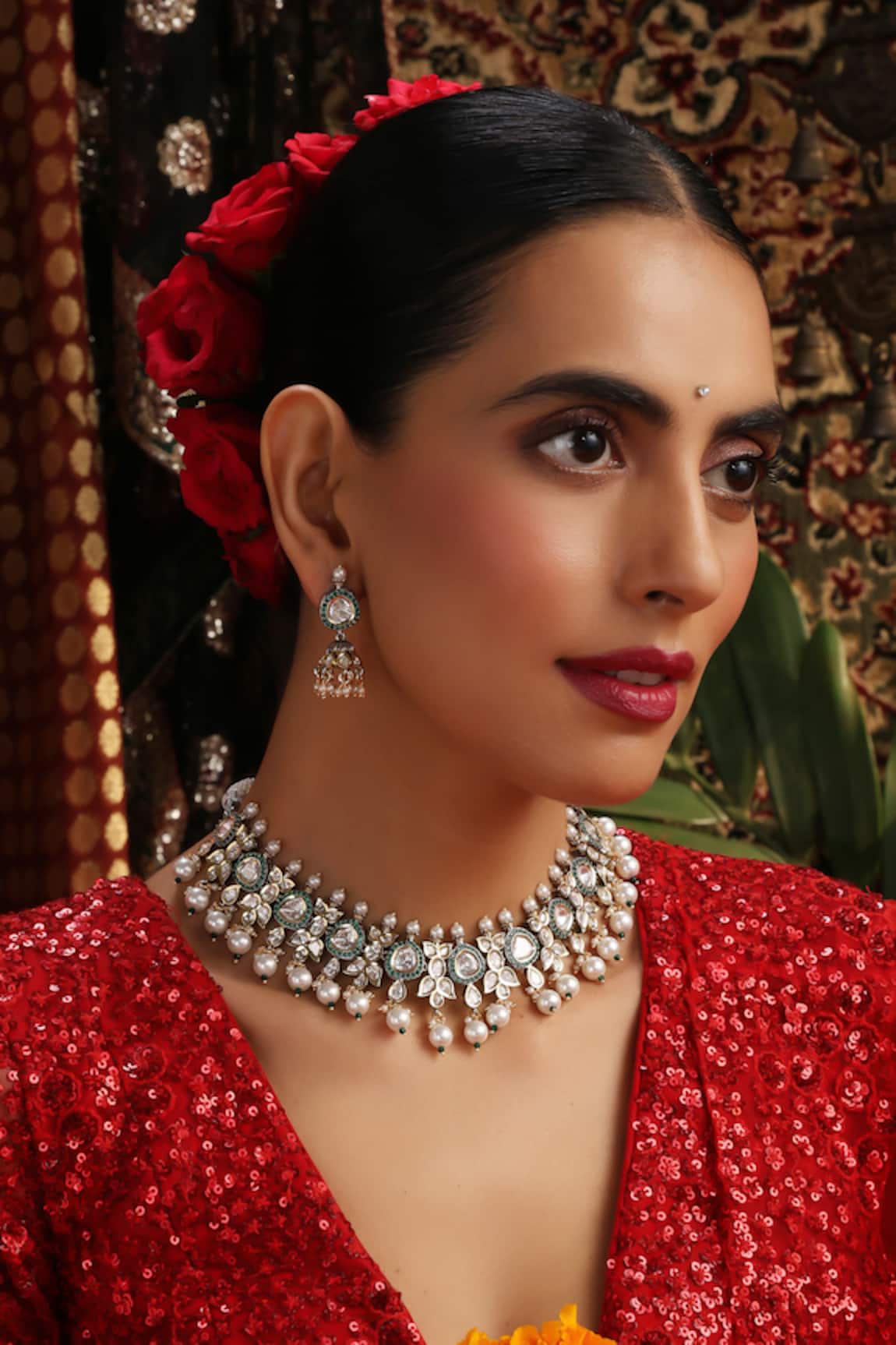 Swabhimann Kundan & Pearl Embellished Necklace Set 