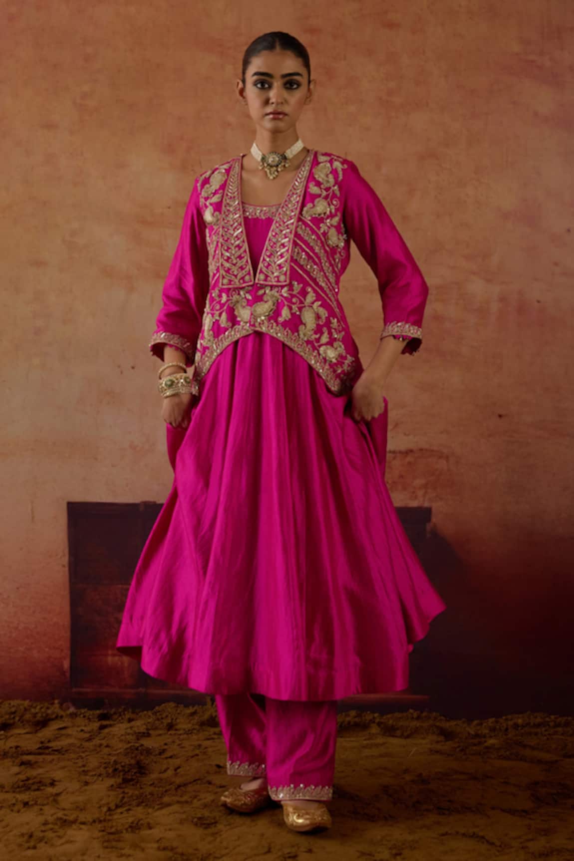 Vinita Bhansali Priyam Embroidered Jacket Anarkali Set