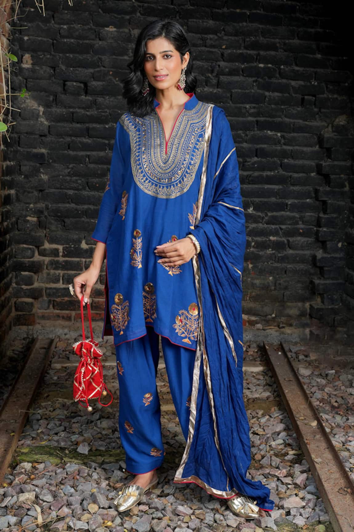 Nazar By Indu Embroidered Yoke Motif Kurta Salwar Set 