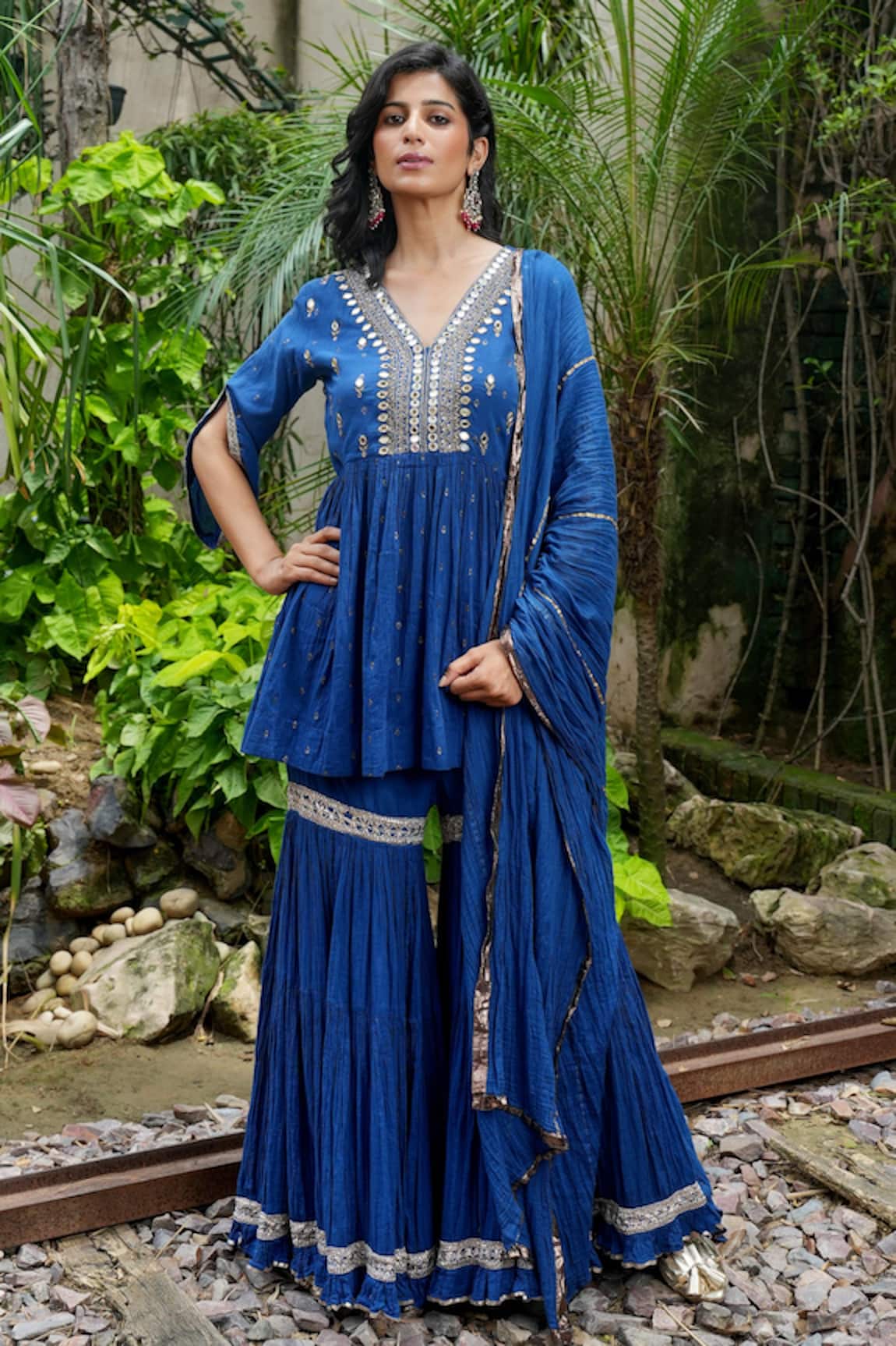 Nazar By Indu Mirror Work Kurta Sharara Set 