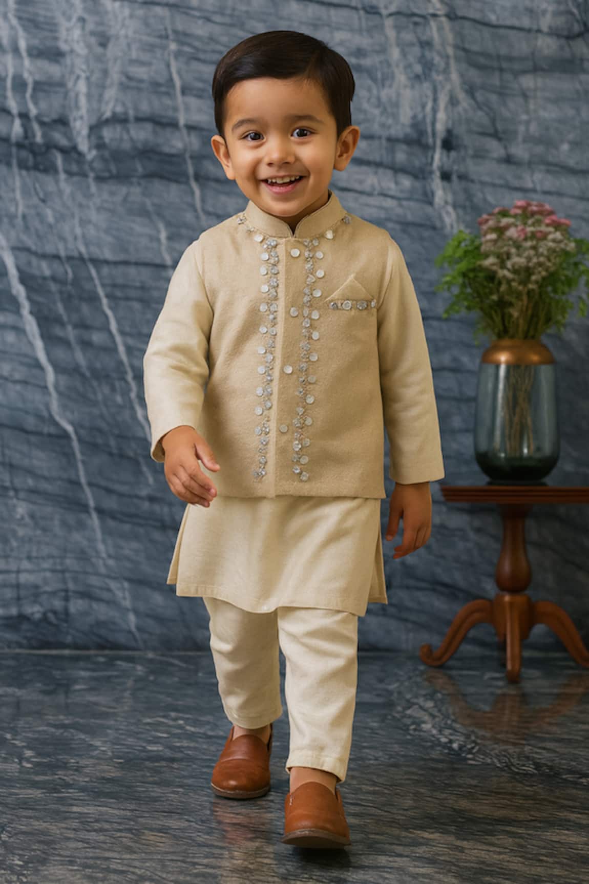 MI Dulce AN'YA Mirror Embroidered Bundi & Kurta Set