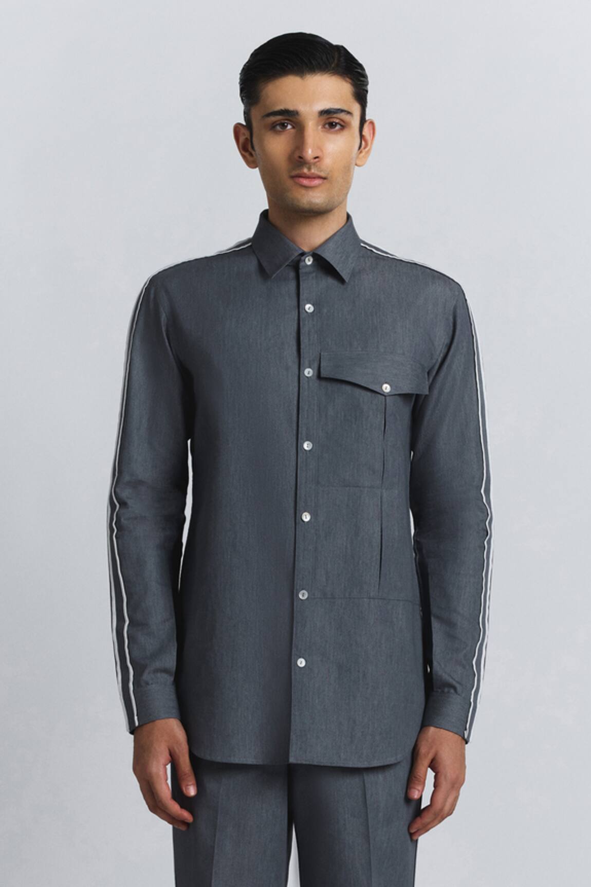 Line Out Line Geofaceted Piping Shirt