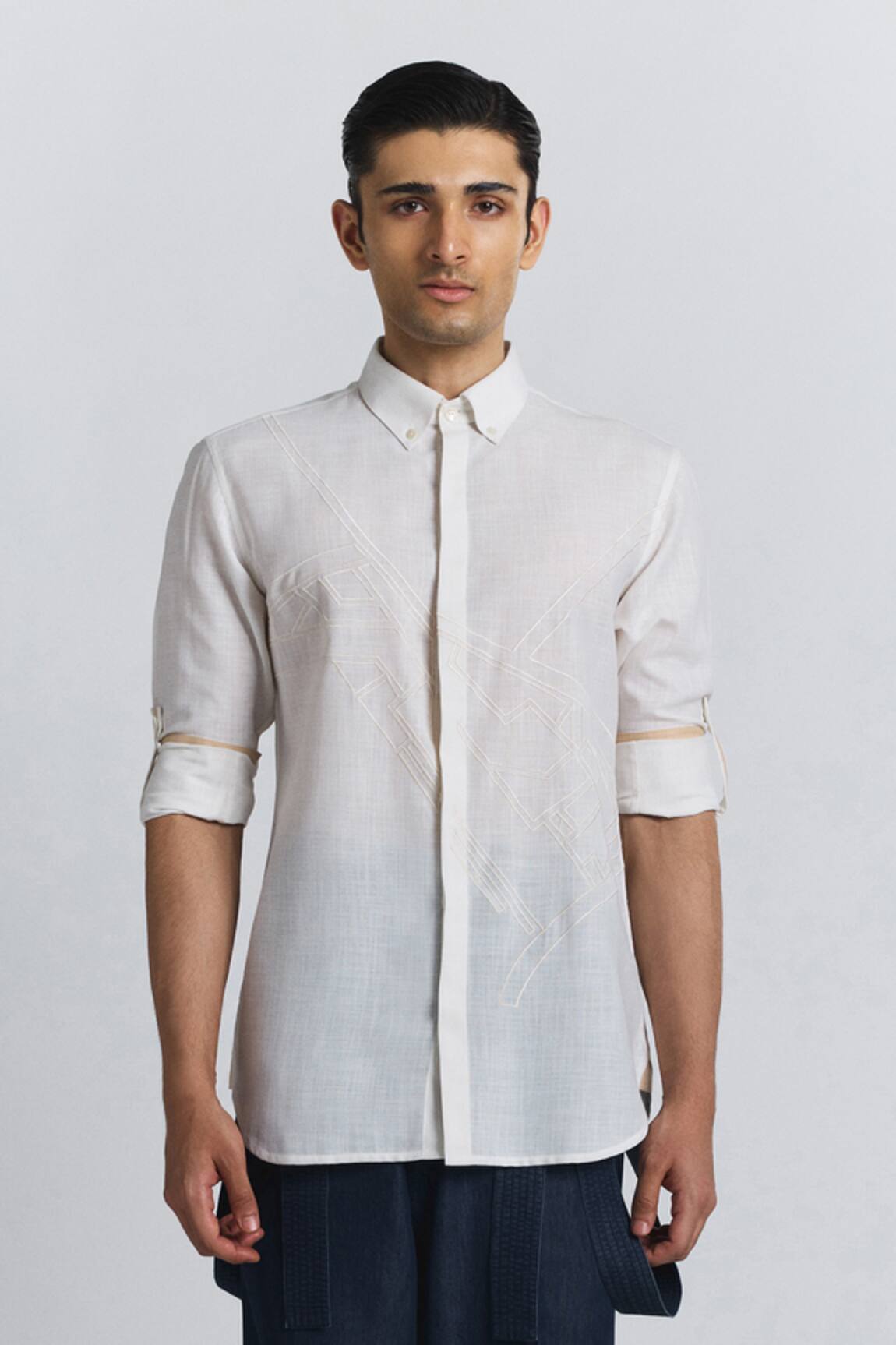 Line Out Line Urban Layout Embroidered Shirt