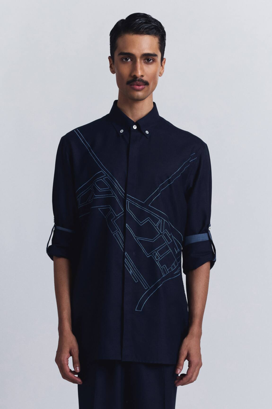 Line Out Line Urban Layout Embroidered Shirt