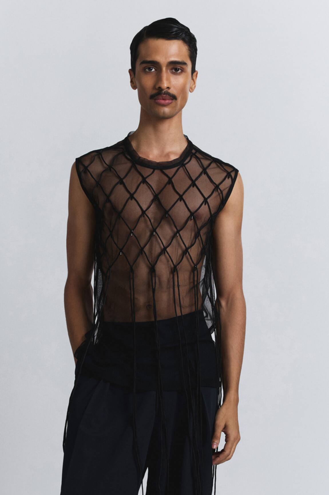 Line Out Line Netted Grid Vest