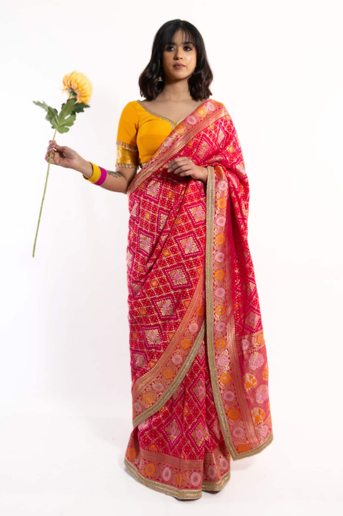 Amaltas Couture Bandhej Saree With Blouse