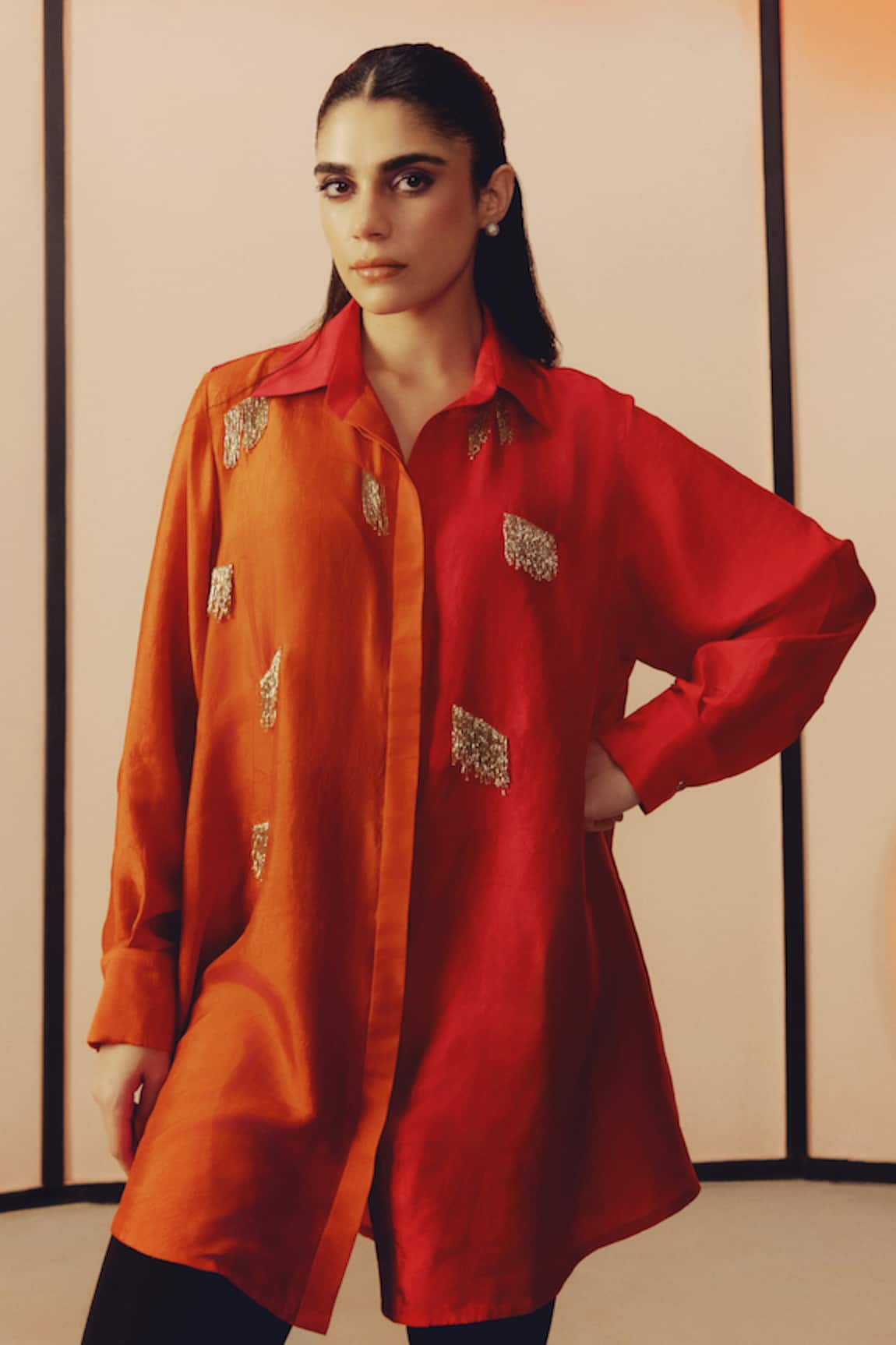 Kavya Singh Kundu Wen Two-Tone Hand Embroidered Shirt